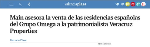 Main asesora la venta de las residencias españolas del Grupo Omega a la patrimonialista Veracruz Properties
